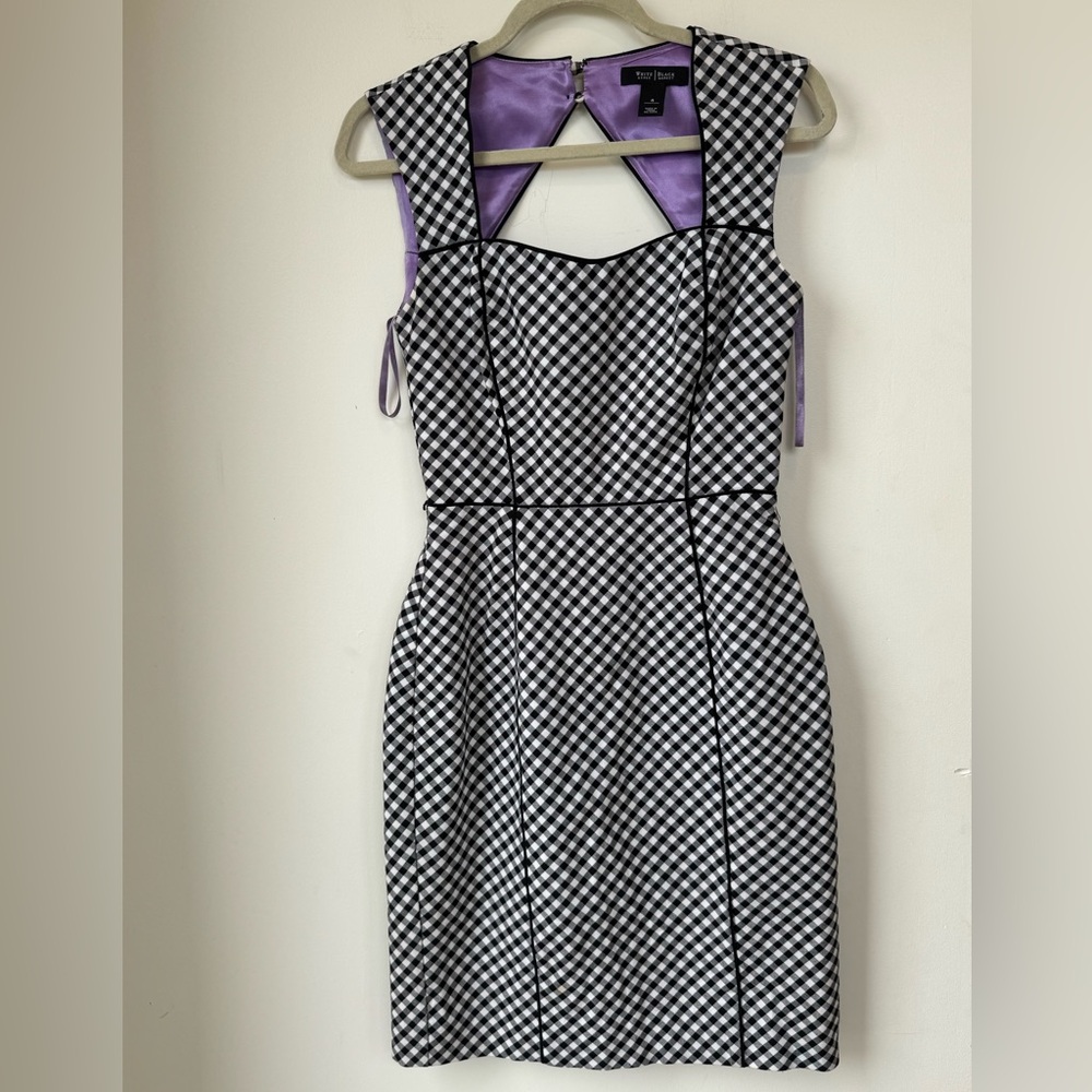 White House Black Market Black and White Dress with Purple Details